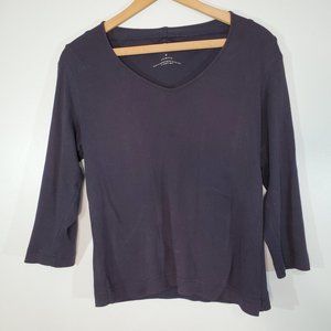 Talbots Pima Cotton Black 3/4 Sleeve T-Shirt M